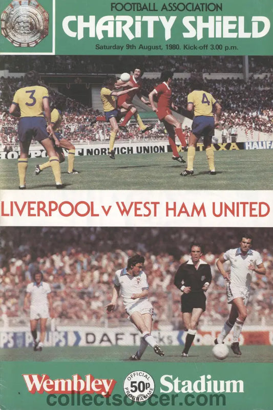 1980 Charity Shield Official Programme Liverpool v West Ham United