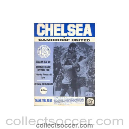 1980 - Chelsea v Cambridge United official programme 16/02/1980 Football League Cup - Collect Soccer