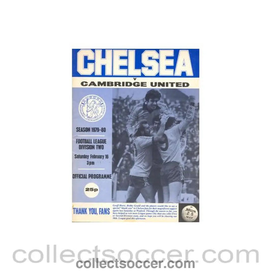 1980 - Chelsea v Cambridge United official programme 16/02/1980 Football League Cup