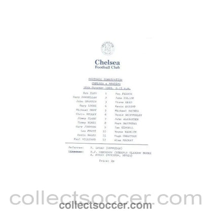 1980 - Chelsea v Reading official programme 18/10/1980 Reserves - Collect Soccer