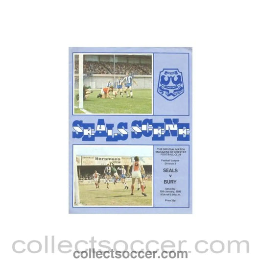 1980 - Chester City v Bury official programme 12/01/1980 League Cup