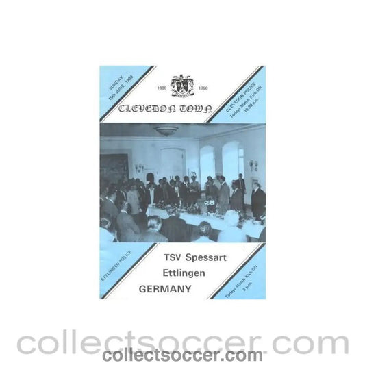 1980 - Clevedon Town v Spessart Ettlingen Germany official programme 15/06/1980 Friendly - Collect Soccer