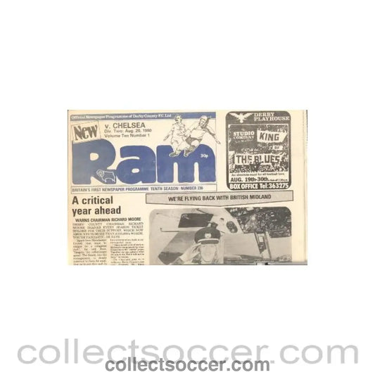 1980 - Derby County vChelsea Ram official newspaper programme 20/08/1980