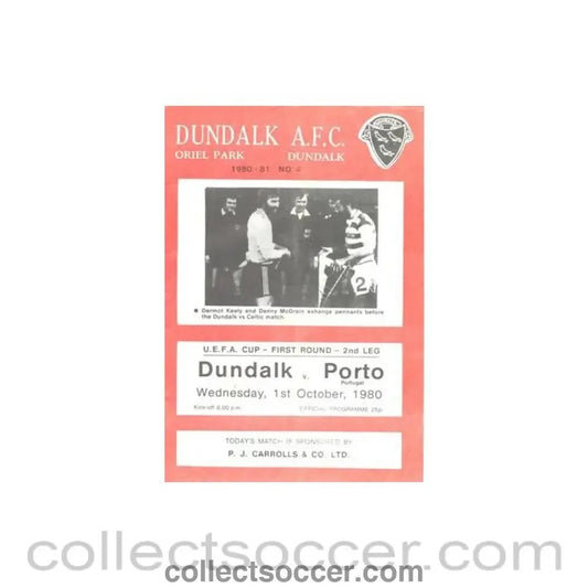 1980 - Dundalk v Porto official programme 01/10/1980 UEFA Cup - Collect Soccer