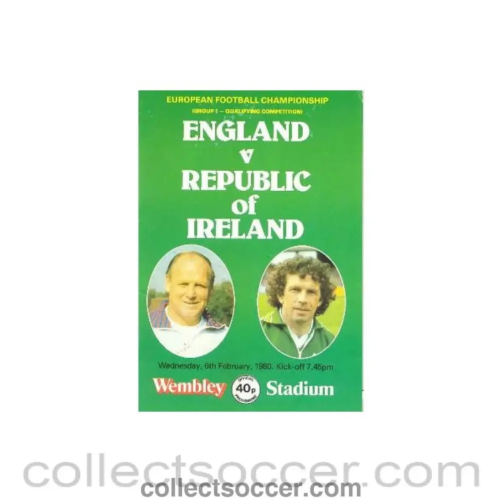 1980 England v Ireland official programme 06/02/1980 - Collect Soccer