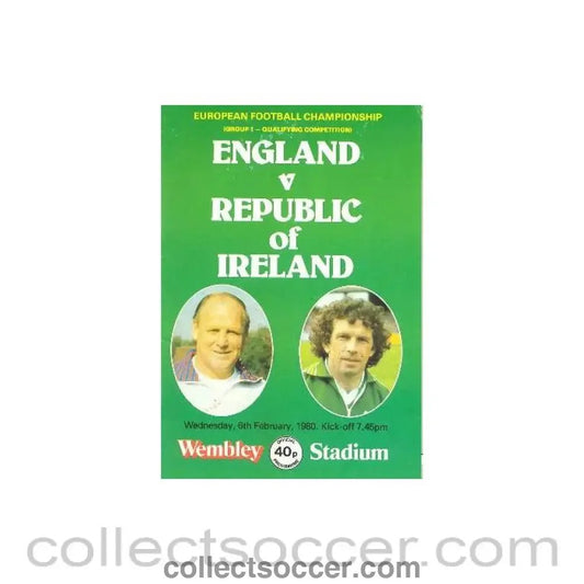 1980 England v Ireland official programme 06/02/1980 - Collect Soccer
