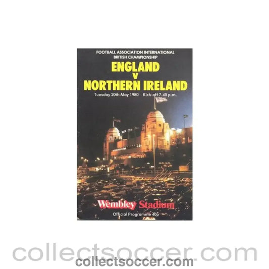 1980 England v Northern Ireland official programme 20/05/1980
