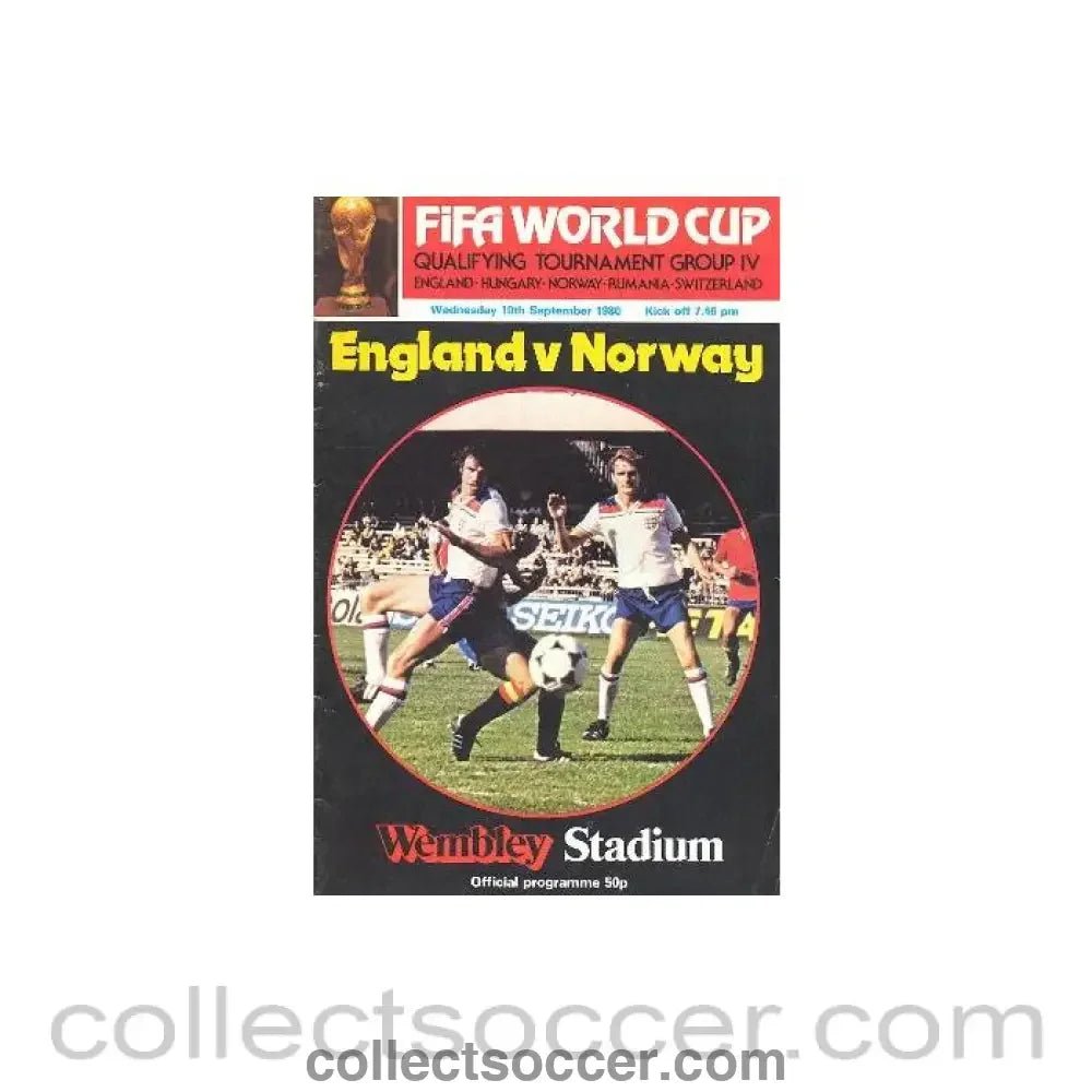 1980 England v Norway official programme 10/09/1980 - Collect Soccer
