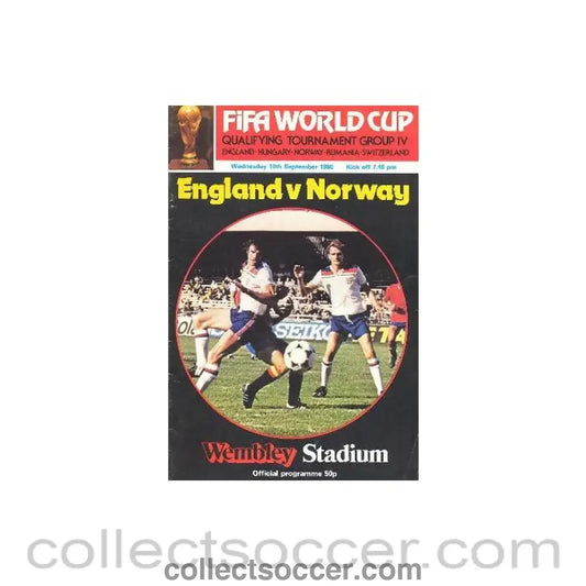 1980 England v Norway official programme 10/09/1980
