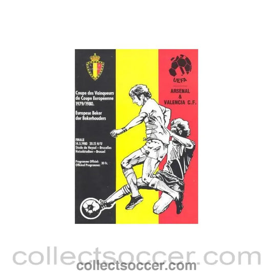 1980 European Cup Winners Cup Final Official Programme Valencia v Arsenal