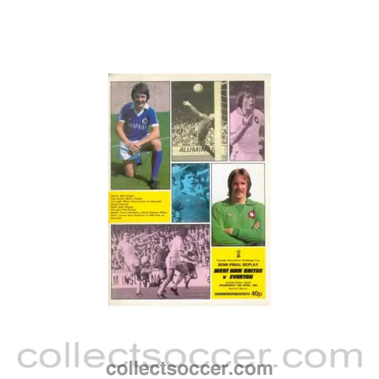 1980 FA Cup Semi-Final Programme West Ham V Everton Replay