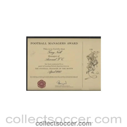 1980 - Football Managers Award given to Terry Neill, Manager of Arsenal in April 1980 - Collect Soccer