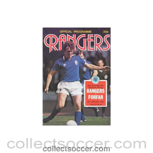 1980 - Glasgow Rangers v Forfar official programme 30/08/1980 Bell's League Cup - Collect Soccer