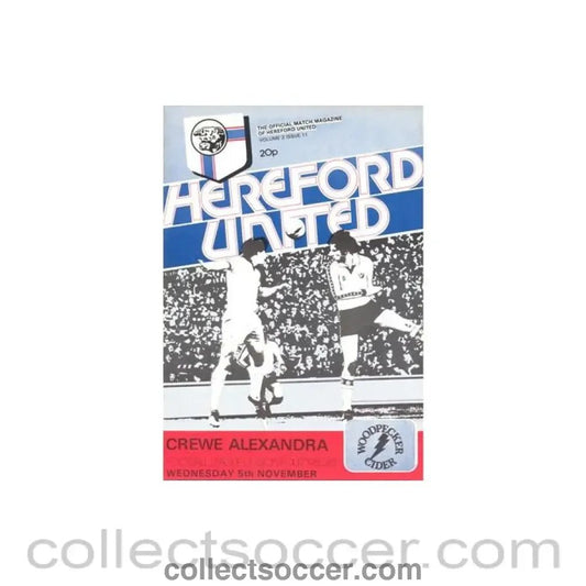 1980 - Hereford United v Crewe Alexandra official programme 05/11/1980 Football League - Collect Soccer