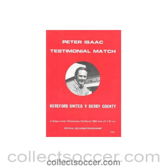 1980 - Hereford United v Derby County official programme 05/03/1980 Peter Isaac - Collect Soccer