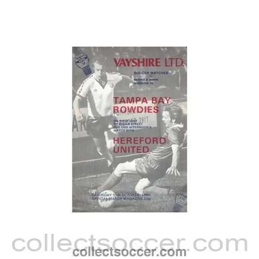 1980 - Hereford United v Tampa Bay official programme 11/10/1980 - Collect Soccer