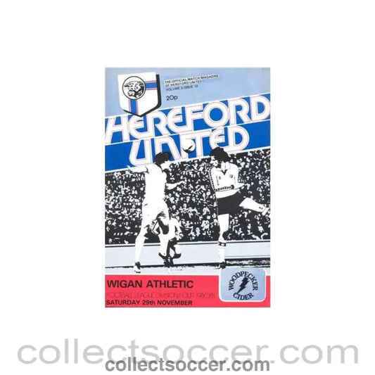 1980 - Hereford United v Wigan Athletic official programme 29/11/1980 Football League - Collect Soccer