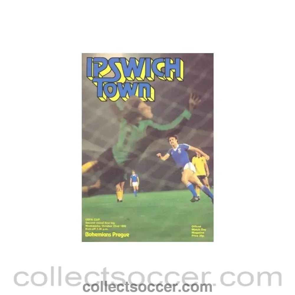 1980 - Ipswich Town v Bohemians Prague official programme 22/10/1980 UEFA Cup - Collect Soccer