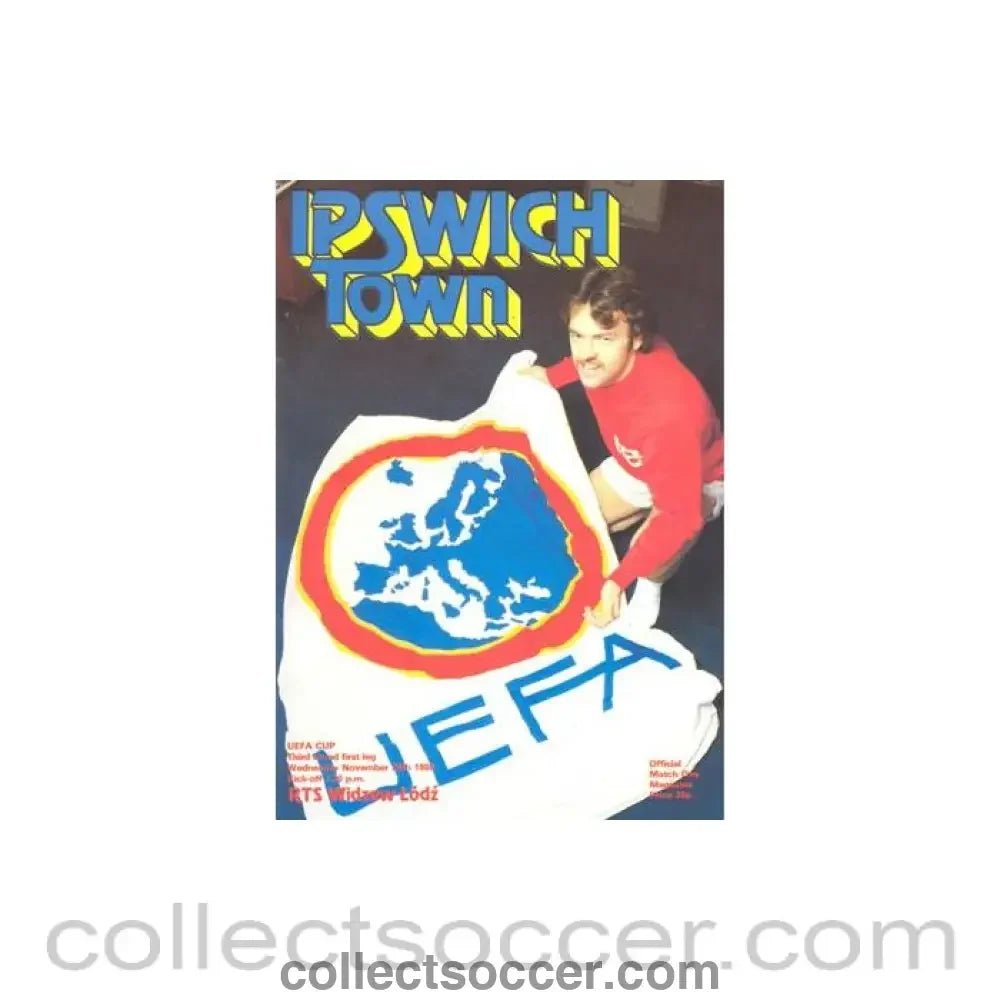 1980 - Ipswich Town v Widzew Lodz Poland official programme 26/11/1980 UEFA Cup - Collect Soccer