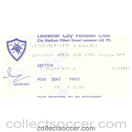 1980 Leicester City v Chelsea Football Ticket - Collect Soccer