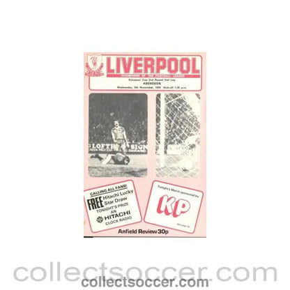 1980 - Liverpool v Aberdeen official programme 05/11/1980 European Cup - Collect Soccer