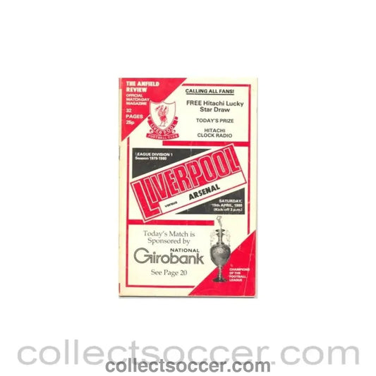 1980 - Liverpool v Arsenal official programme 19/04/1980 - Collect Soccer