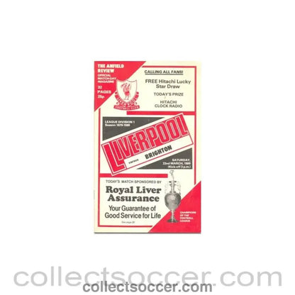 1980 - Liverpool v Brighton official programme 22/03/1980 - Collect Soccer