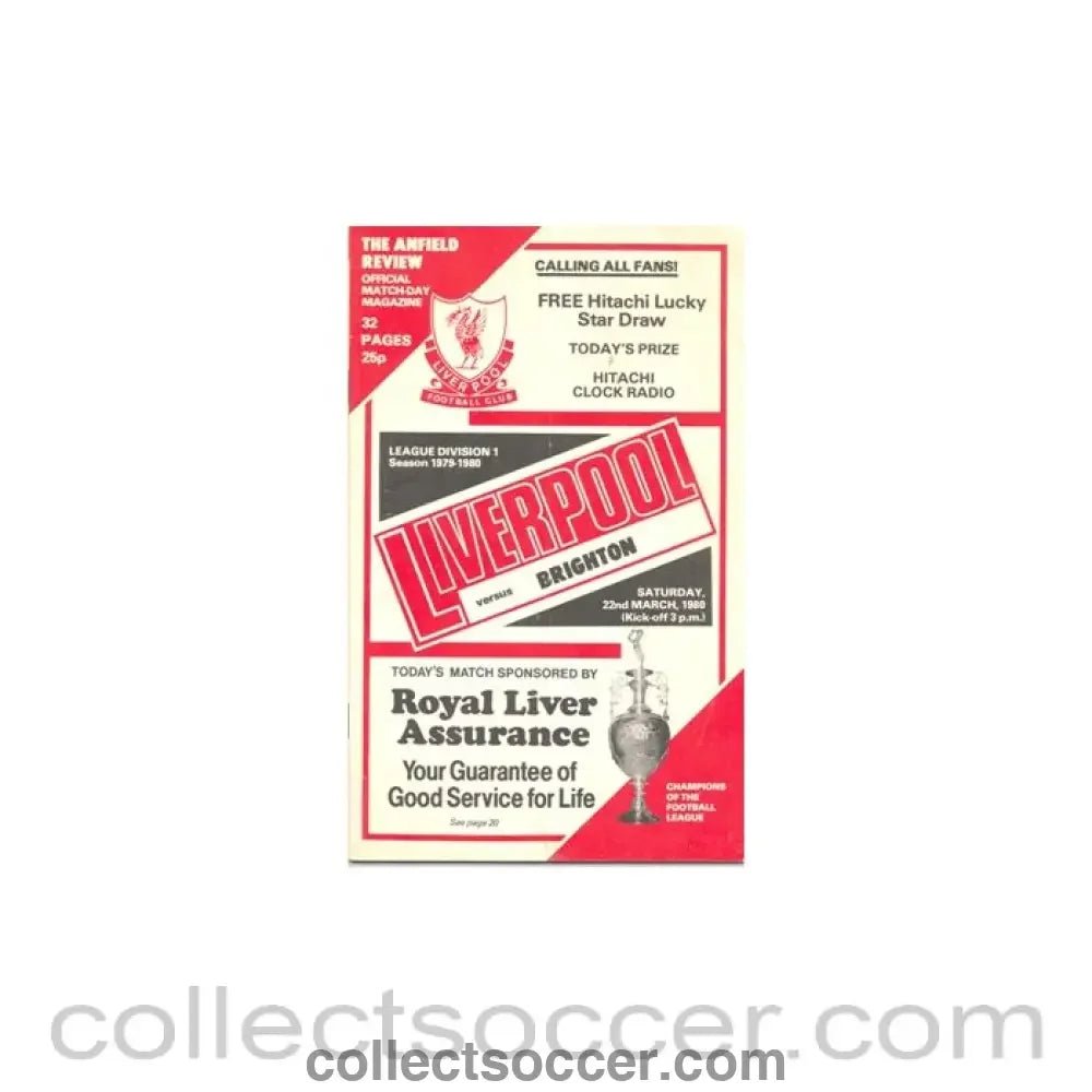 1980 - Liverpool v Brighton official programme 22/03/1980 - Collect Soccer