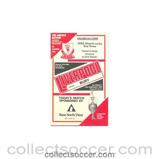 1980 - Liverpool v Bury official programme 16/02/1980 - Collect Soccer