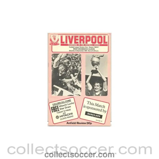 1980 - Liverpool v West Bromwich Albion official programme 13/09/1980 - Collect Soccer