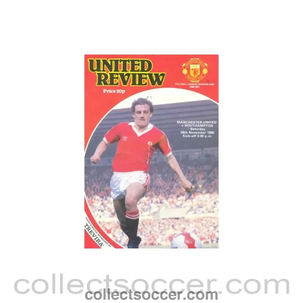 1980 - Manchester United v Southampton official programme 29/11/1980 - Collect Soccer