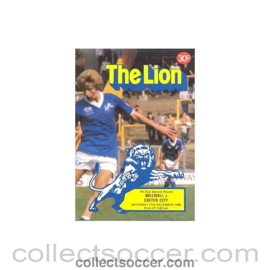 1980 - Millwall v Exeter City official programme 13/12/1980 - Collect Soccer