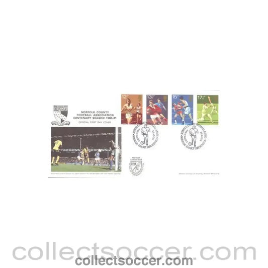 1980 - Norfolk County Football Association Centenary Season 1980-1981 First Day Cover 10/10/1980