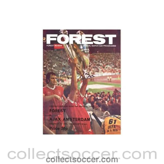 1980 - Nottingham Forest v Ajax Amsterdam official programme 09/04/1980 European Cup Semi - Final - Collect Soccer