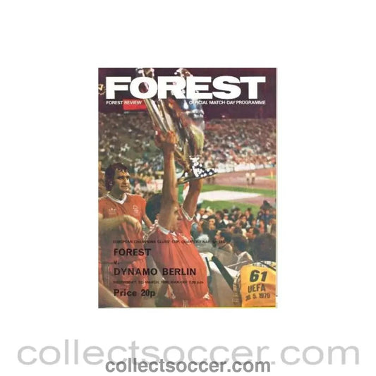 1980 - Nottingham Forest v Dynamo Berlin official programme 05/03/1980 European Cup Quarter Final - Collect Soccer