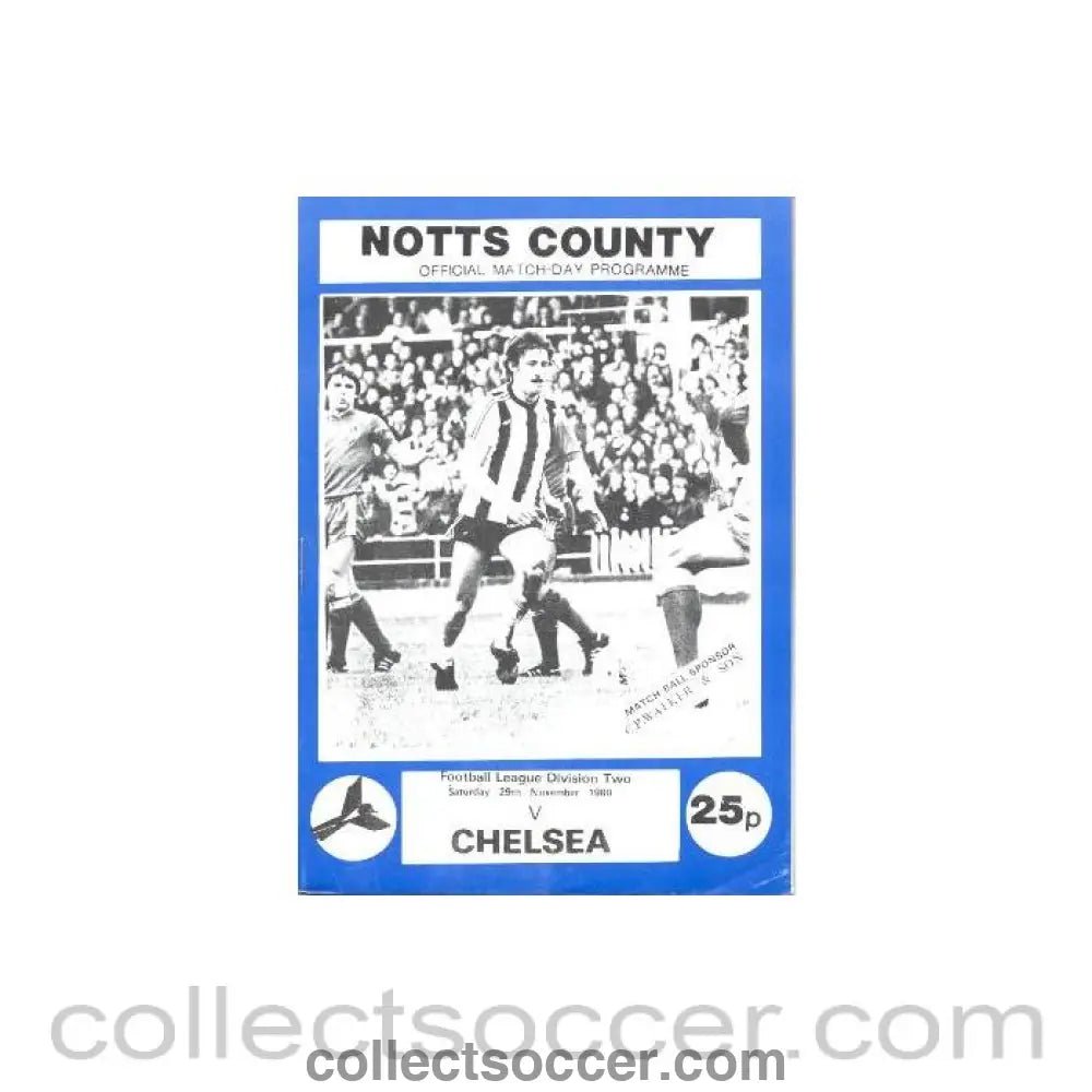 1980 - Notts County vChelsea official programme 29/11/1980 - Collect Soccer
