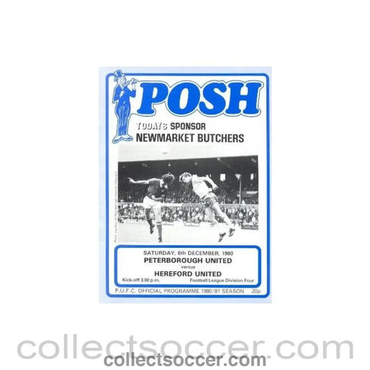 1980 - Peterborough United v Hereford United official programme 06/12/1980 - Collect Soccer