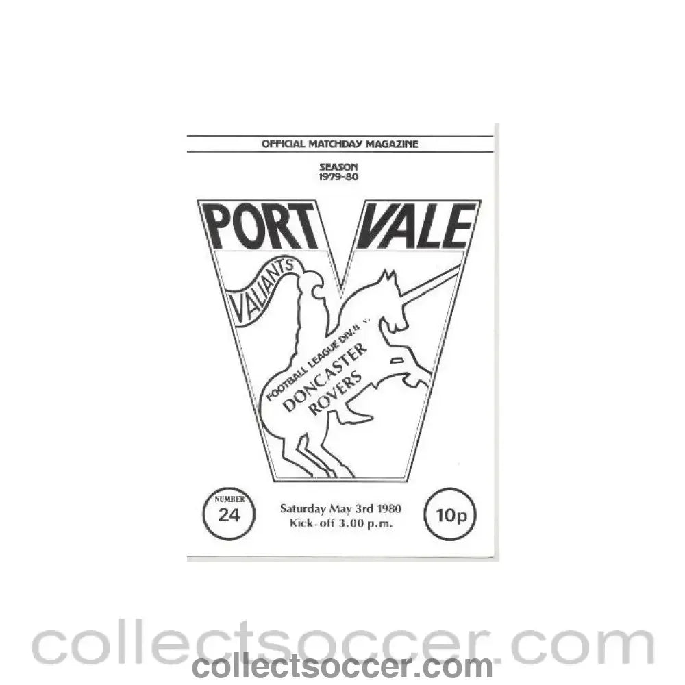 1980 - Port Vale v Doncaster Rovers official programme 03/05/1980 - Collect Soccer