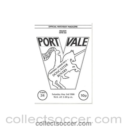 1980 - Port Vale v Doncaster Rovers official programme 03/05/1980 - Collect Soccer