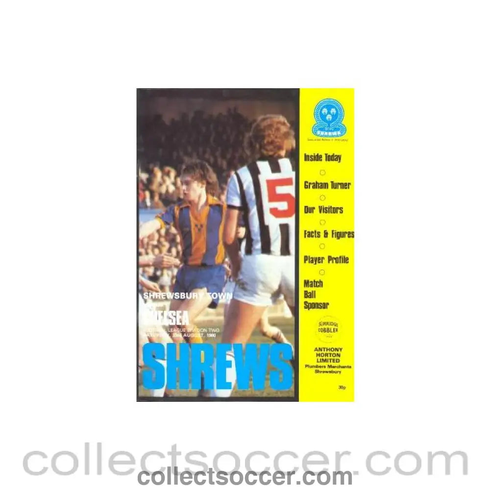 1980 - Shrewsbury Town vChelsea official programme 23/08/1980