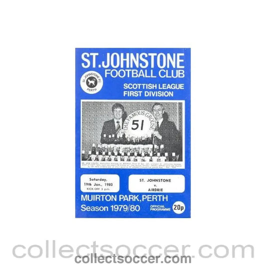1980 - St. Johnstone v Airdrie official programme 19/01/1980 Scottish League - Collect Soccer