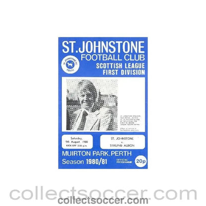 1980 - St. Johnstone v Stirling Albion official programme 09/08/1980 Scottish League - Collect Soccer