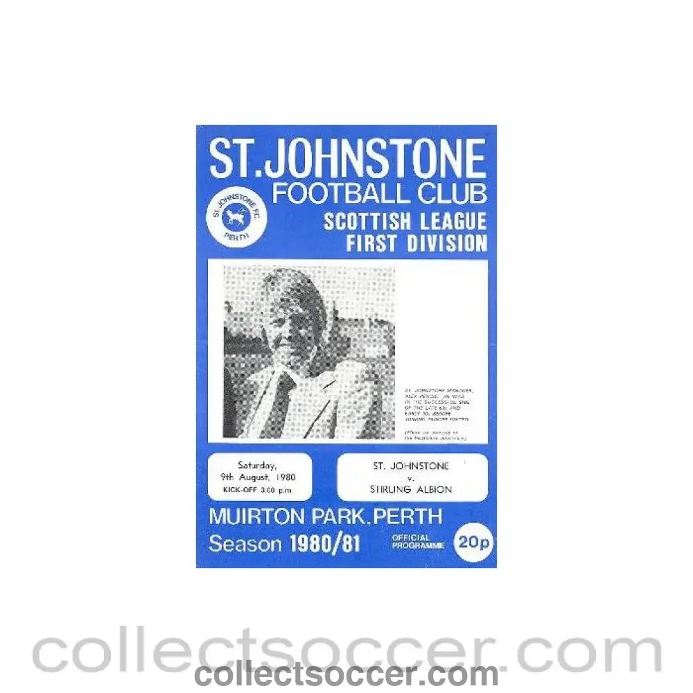 1980 - St. Johnstone v Stirling Albion official programme 09/08/1980 Scottish League - Collect Soccer