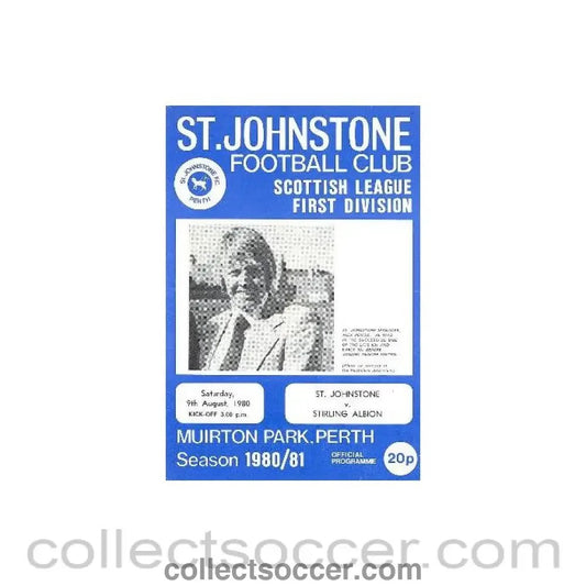 1980 - St. Johnstone v Stirling Albion official programme 09/08/1980 Scottish League - Collect Soccer