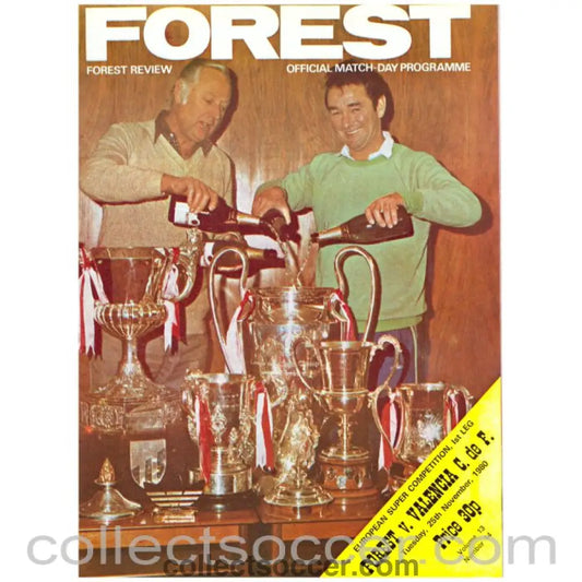 1980 Super Cup Official Football Programme Nottingham Forest v Valencia - Collect Soccer
