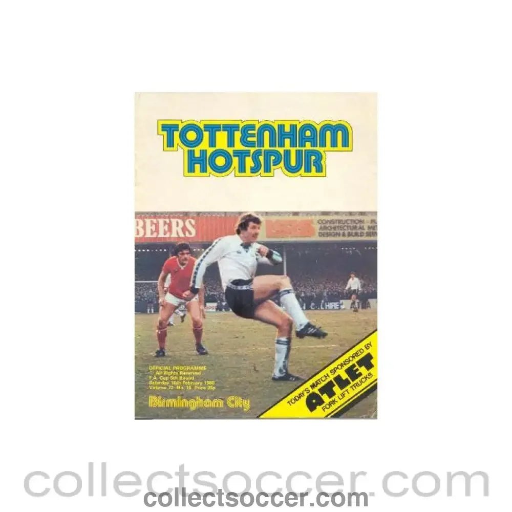 1980 - Tottenham Hotspur v Birmingham City official programme 16/02/1980 F.A. Cup - Collect Soccer