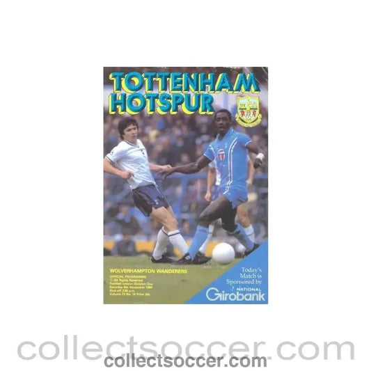 1980 - Tottenham Hotspur v Wolverhampton Wanderers official programme 08/11/1980 Football League - Collect Soccer