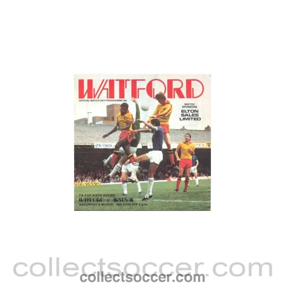 1980 - Watford v Arsenal official programme 08/03/1980 F.A. Cup
