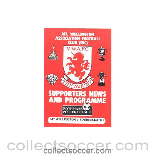 1980 - Wellington New Zealand v Bournemouth official programme of 1980’s