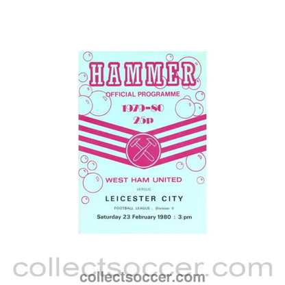 1980 - West Ham United v Leicester City official programme 23/02/1980 Football League - Collect Soccer